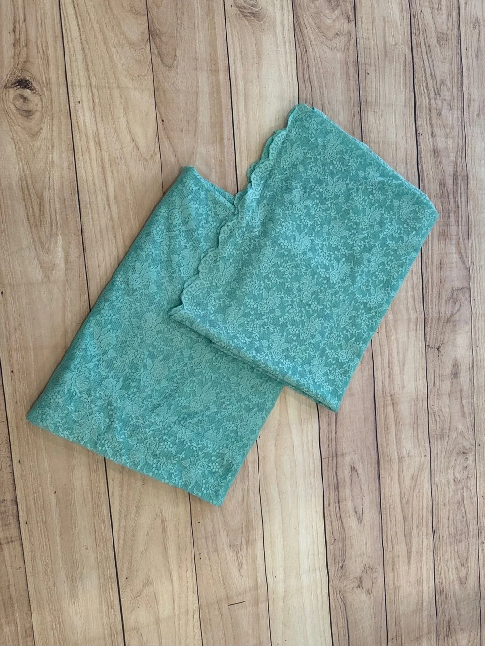FINECITY Teal Floral Lace Sheer Curtain Panels Set of 2 52” x 63” Rod Pocket